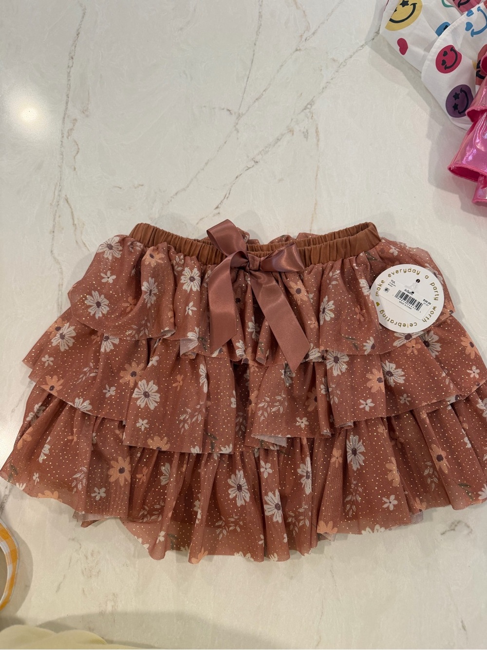 Tiered Floral Ruffle Skirt - Dusty Rose